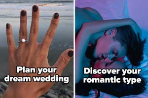 "Plan your dream wedding" and "Discover your romantic type" 