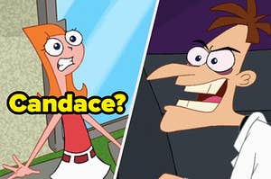 Candace and Dr. Doofenshmirtz from "Phineas and Ferb"