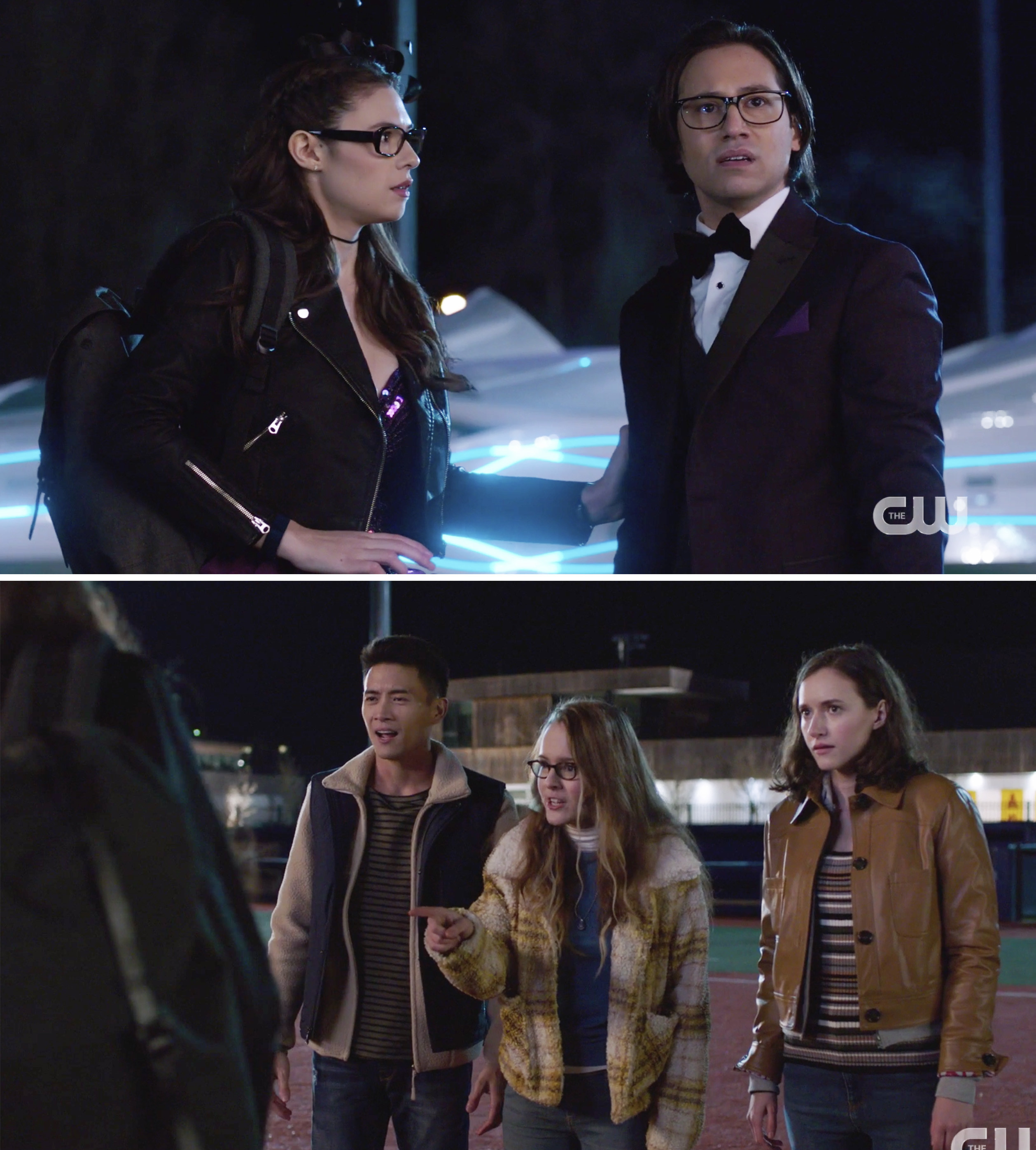 Brainy and Nina running into young Kara, Alex, and Kenny