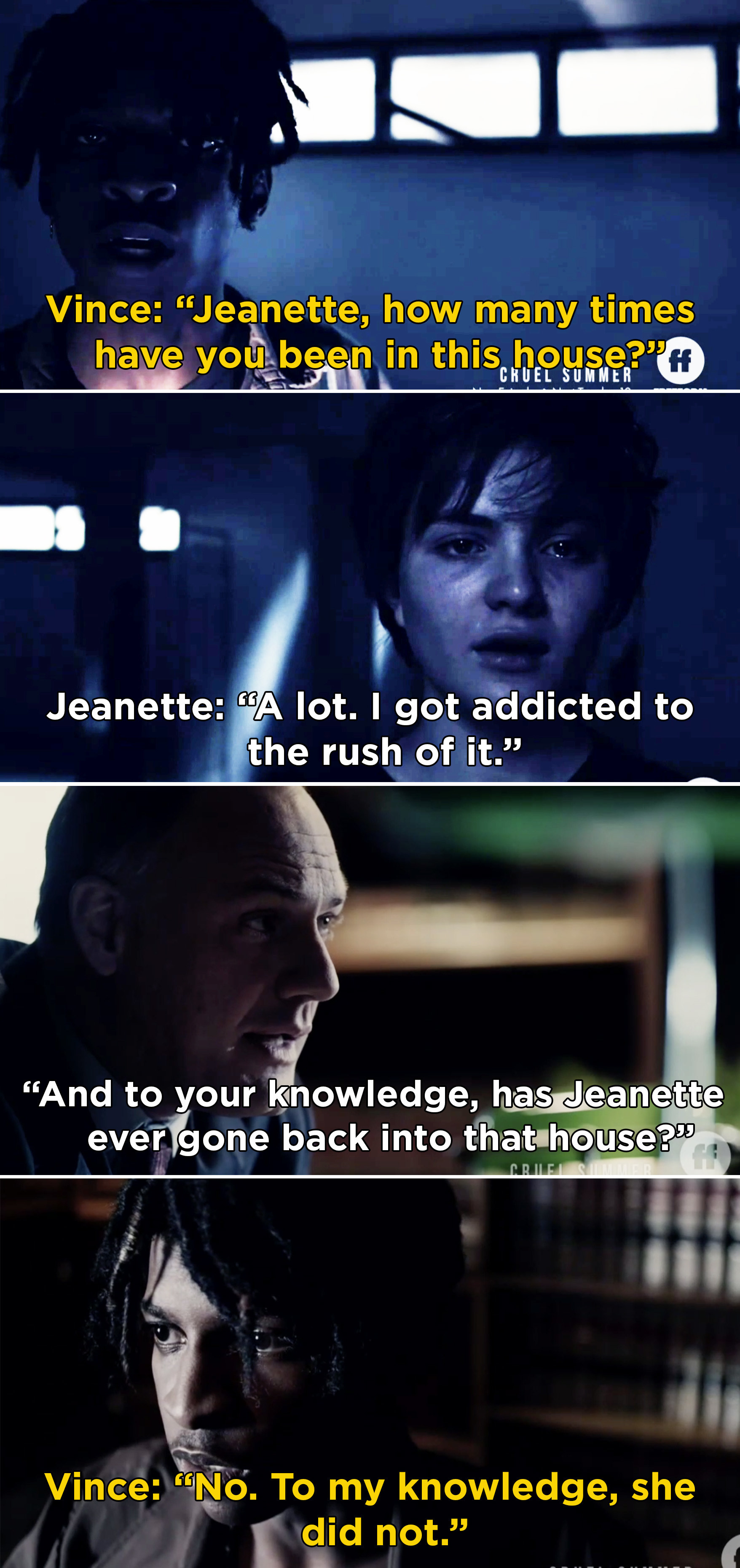 Jeanette telling Vince she comes to the house a lot vs. Vince telling an attorney Jeanette hasn&#x27;t been back to the house