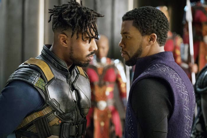 Michael B. Jordan and Chadwick Boseman in Black Panther