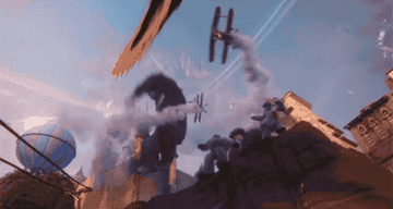 Animated King Kong destroying a helicopter