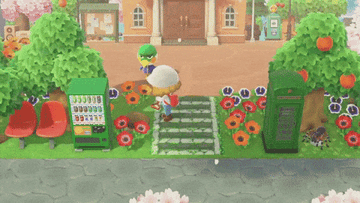 animal crossing character digging flowers&quot;