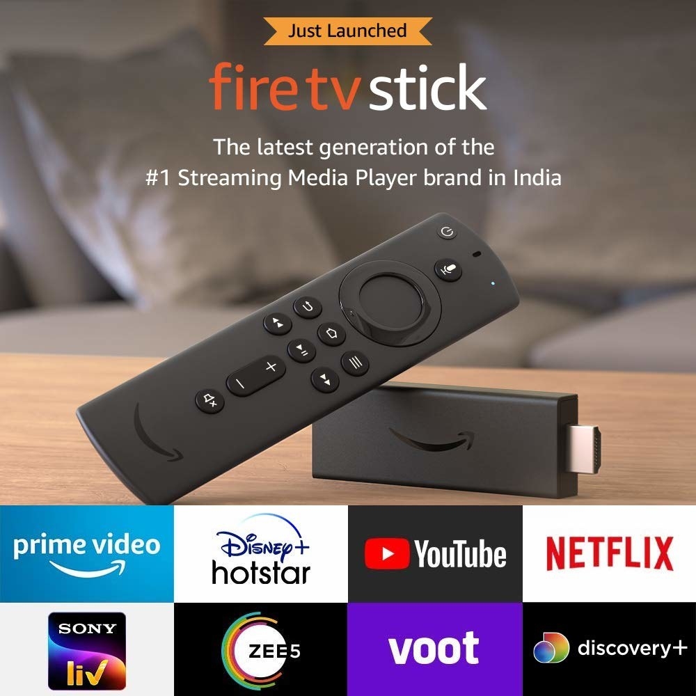 A FireTv stick with the various streaming services offered by it 