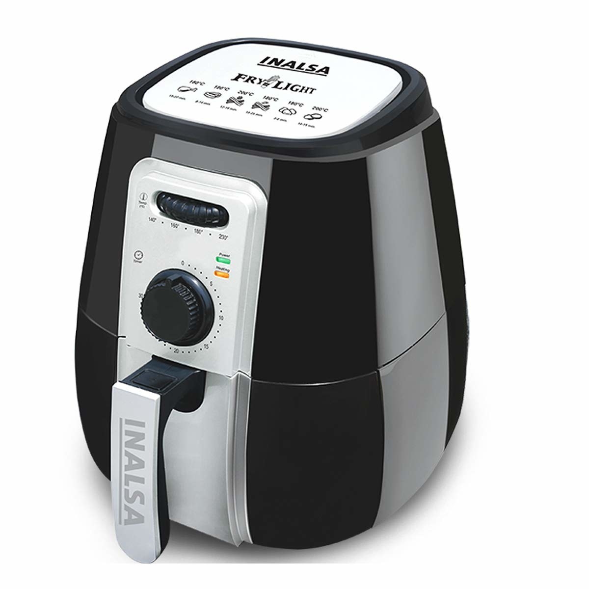 A black and grey air fryer 