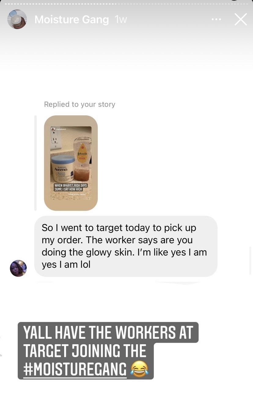 A commenter mentioning that her cashier asked her if she was &quot;doing the glowy skin&quot;