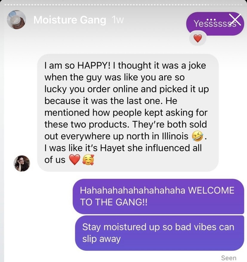 A commenter mentioning that the two products are sold out locally near her