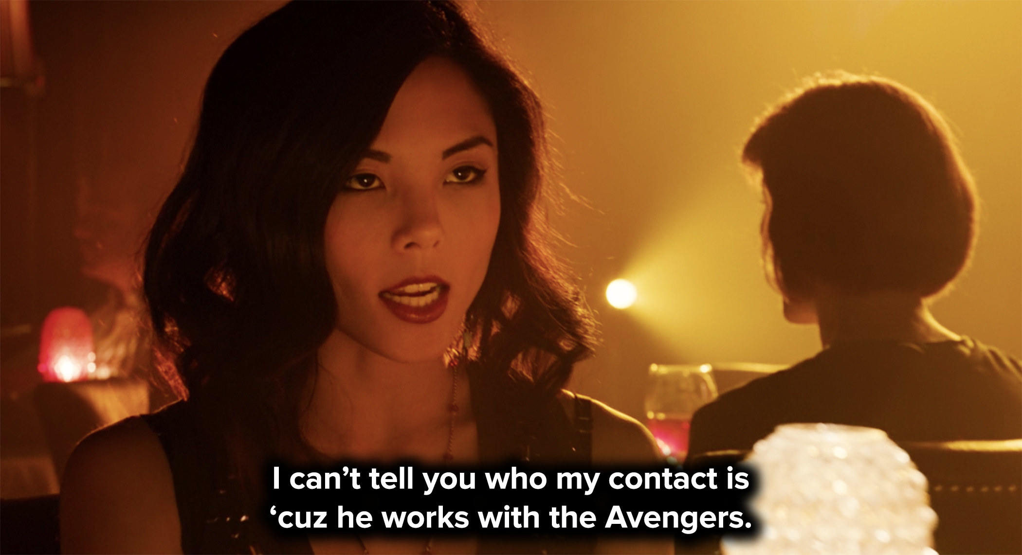 She tells her date that she&#x27;s working with an Avenger