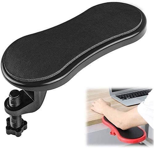 An arm rest pad attached to a table
