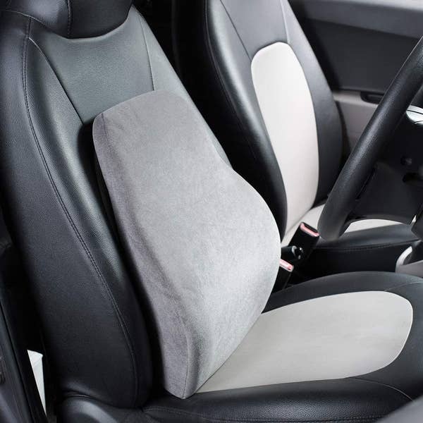 A memory foam backrest on a seat