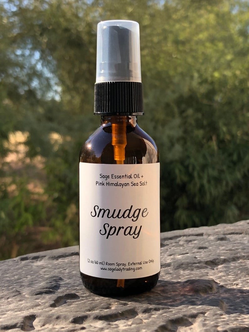 Amber bottle of smudge spray 