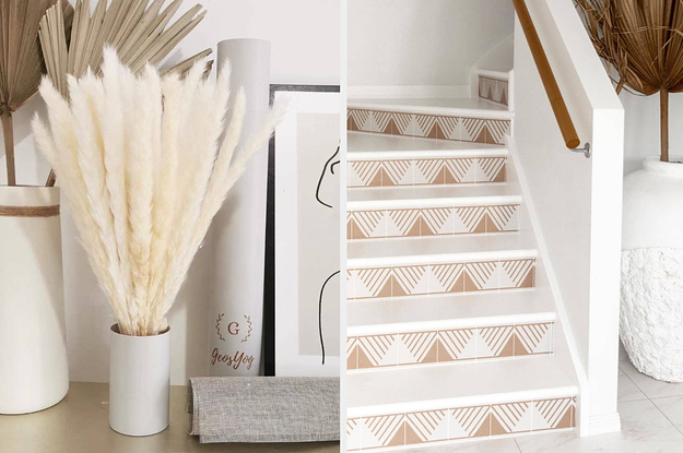 (left) Pampas grass (right) tan triangle stair stickers