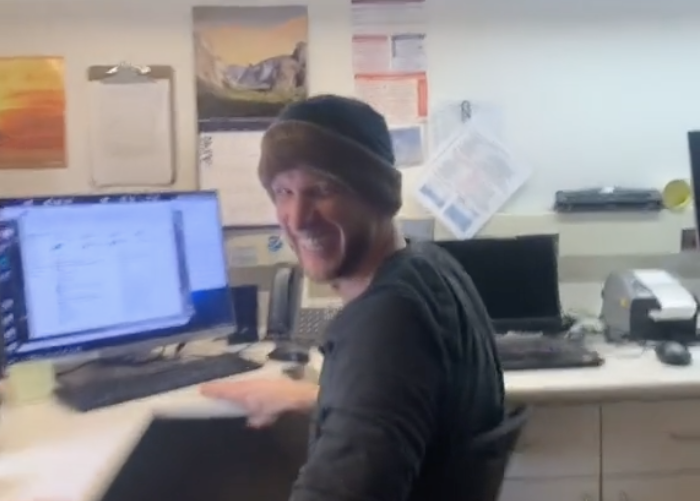 Joe at his computer