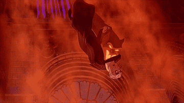 Frollo falling to his death in &quot;The Hunchback of Notre Dame&quot;