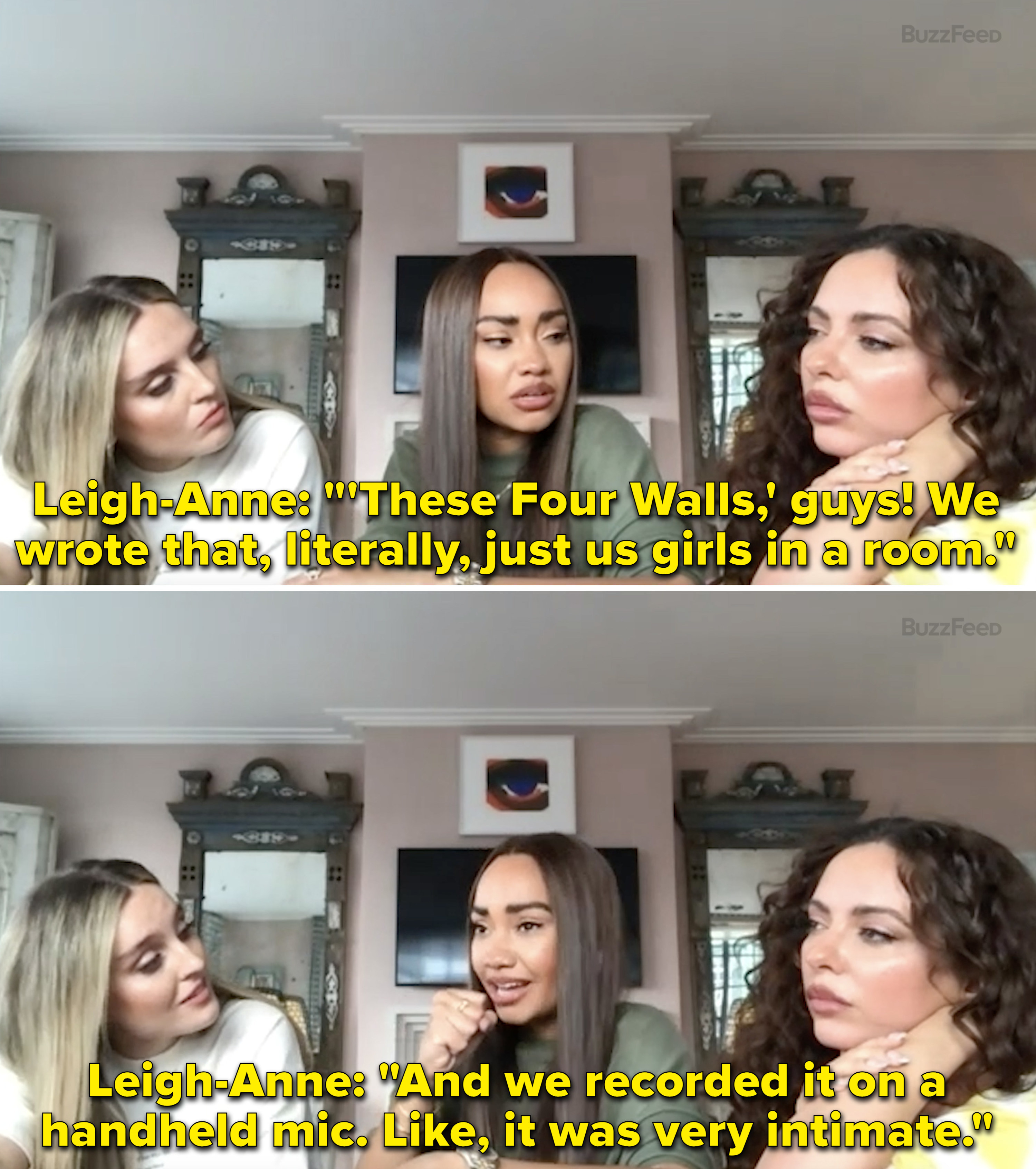 Leigh-Anne explaining how they wrote &quot;These Four Walls&quot; themselves and recorded in on a handheld mic