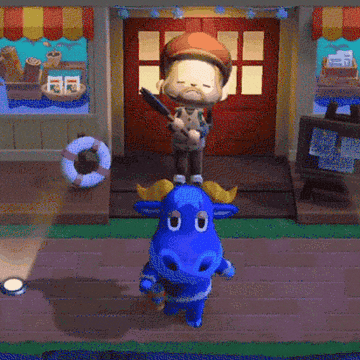 animal crossing character holds axe standing behind an animal and says &quot;you&#x27;re leaving one way or another&quot;
