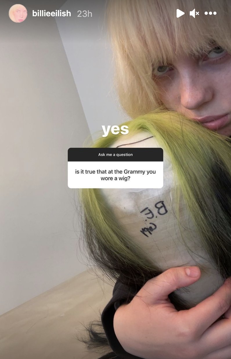 Billie holds on to her old wig