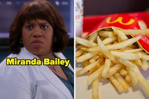 Chandra Wilson as Miranda Bailey in the show "Grey's Anatomy" and a large order of McDonald's French fries.