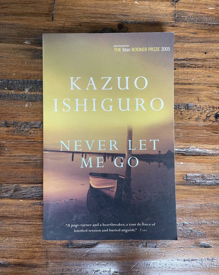 The cover of Never Let Me Go by Kazuo Ishiguro