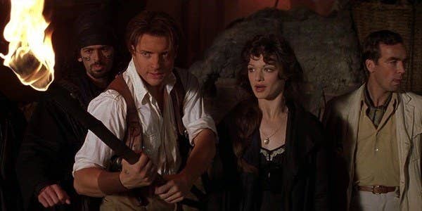 L-R: Oded, Rick, Evelyn and Jonathan in The Mummy