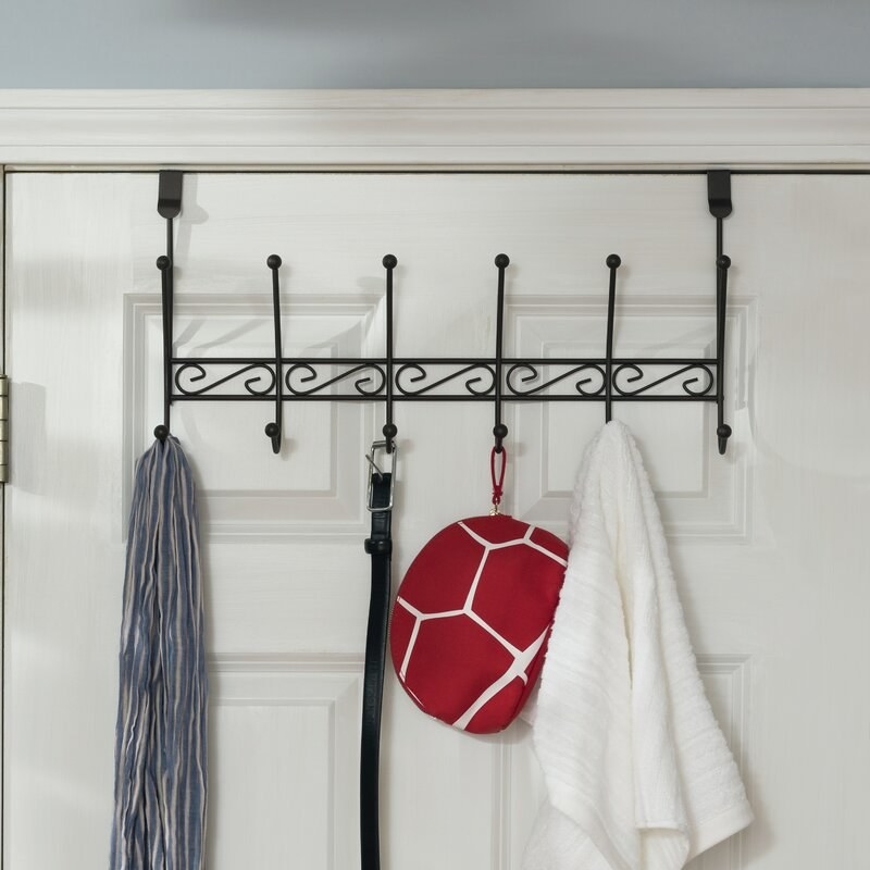 A rack hanging over the door