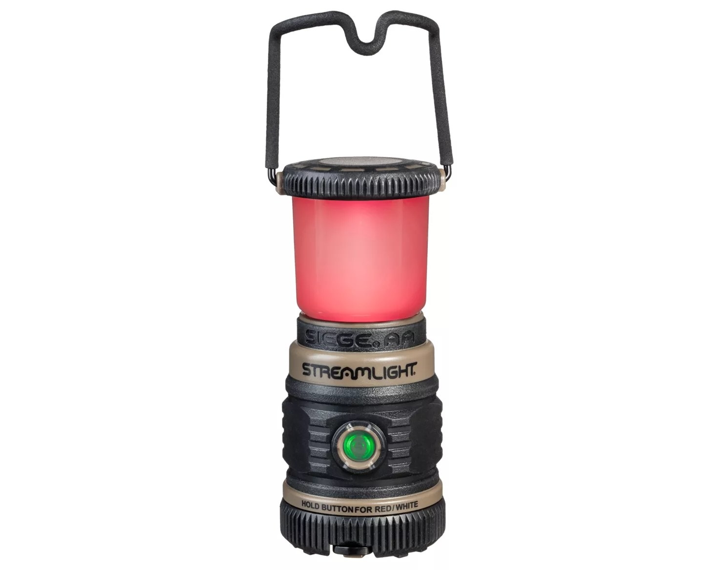 an LED lantern with a black base and red light