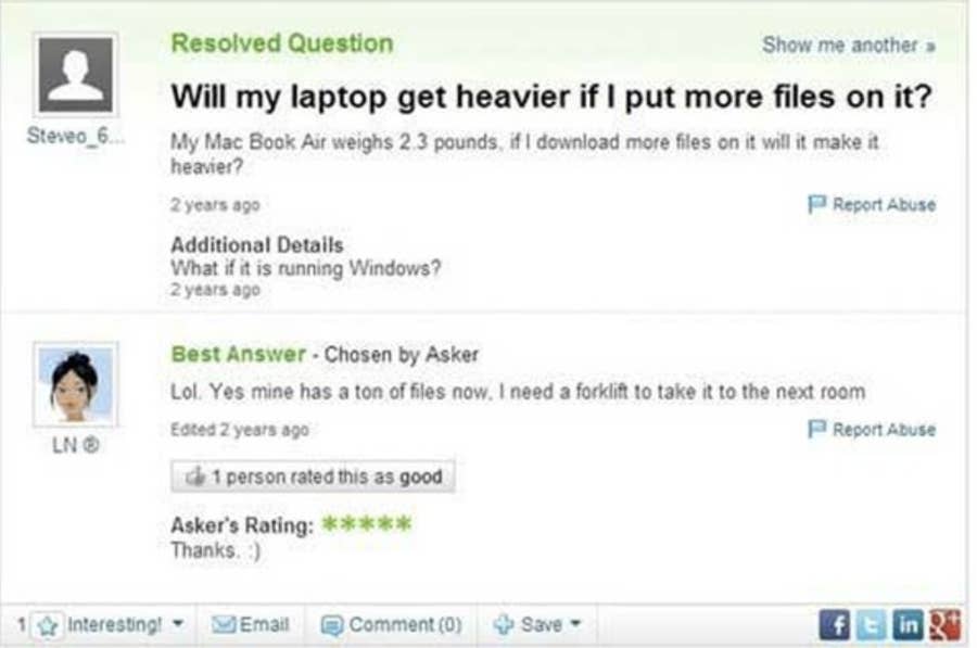 31 Hilarious Yahoo Answers Posts