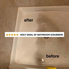 reviewer photo of before and after tub was cleaned