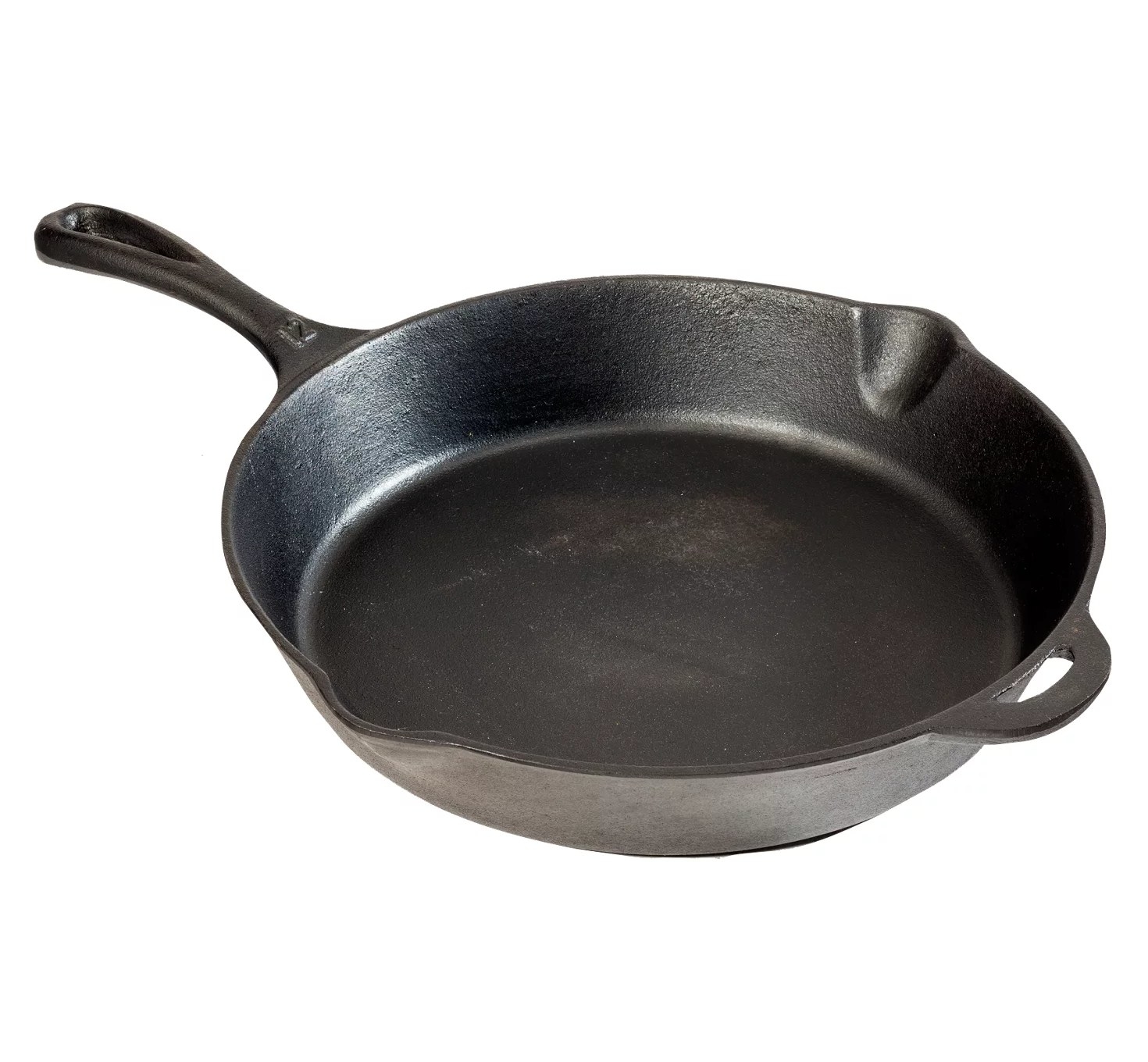 a black cast iron skillet with a handle