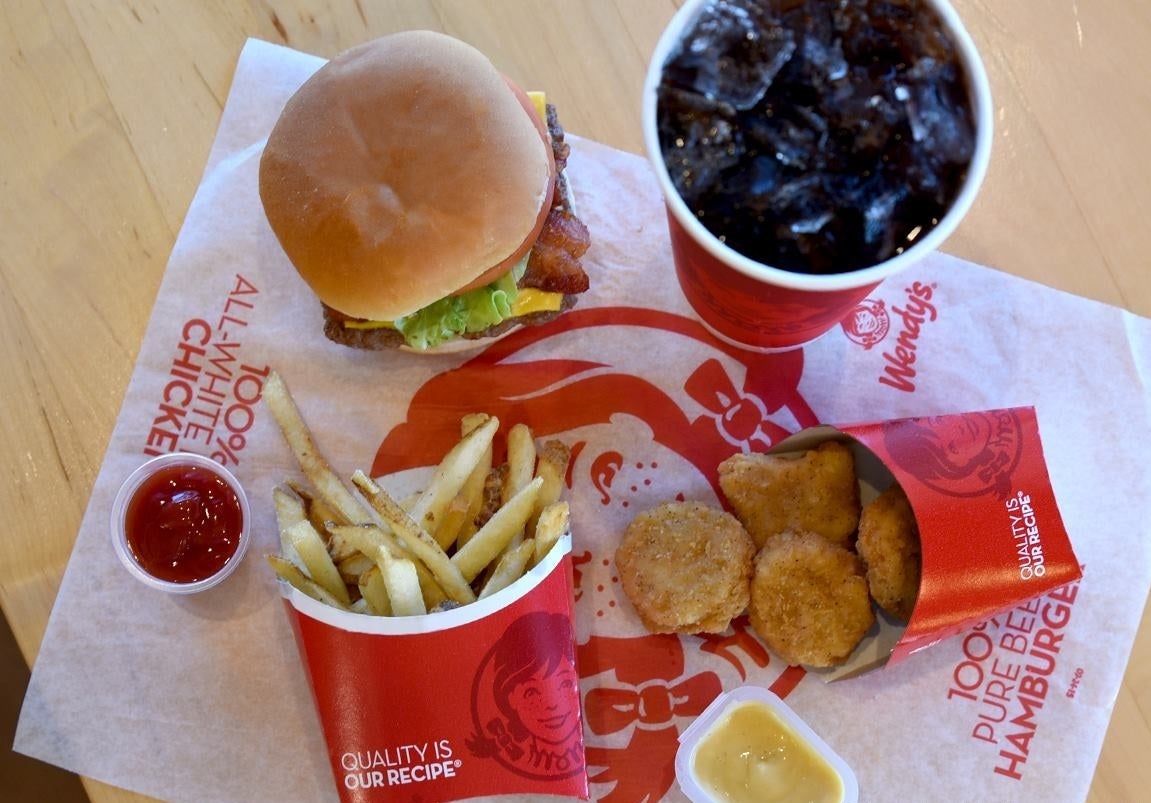 A selection of food from Wendy's