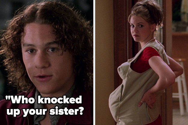Patrick seeing Bianca wearing the belly with the caption "who knocked up your sister"?