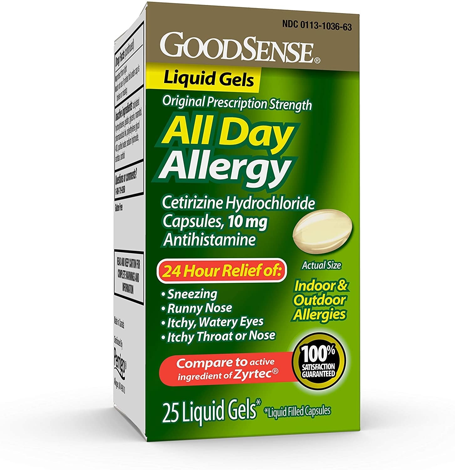 The package of allergy fighting liquid gels