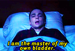 Sheldon from Big Bang Theory saying I am the master of my own bladder