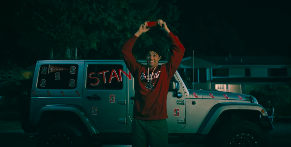 Peter from &quot;To All the Boys&quot; wearing Stanford gear