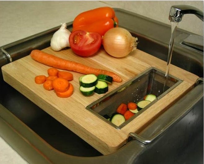A sink cutting board
