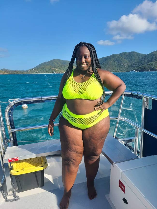 Reviewer in the lime green swimsuit 