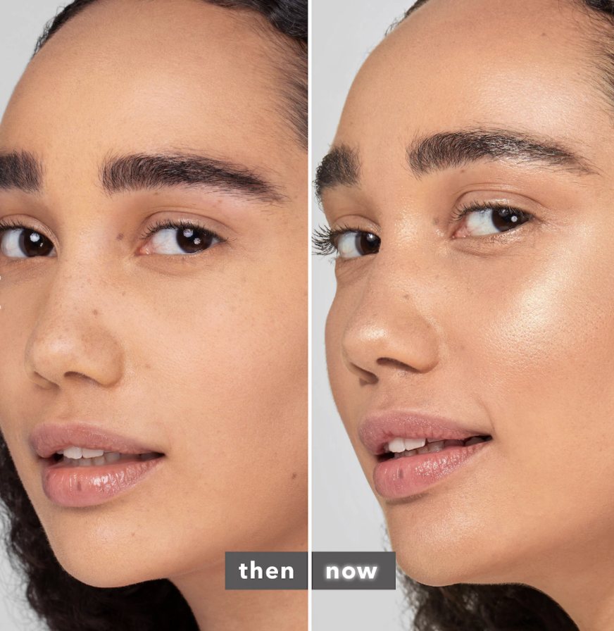 a before and after of a person with the highlighter