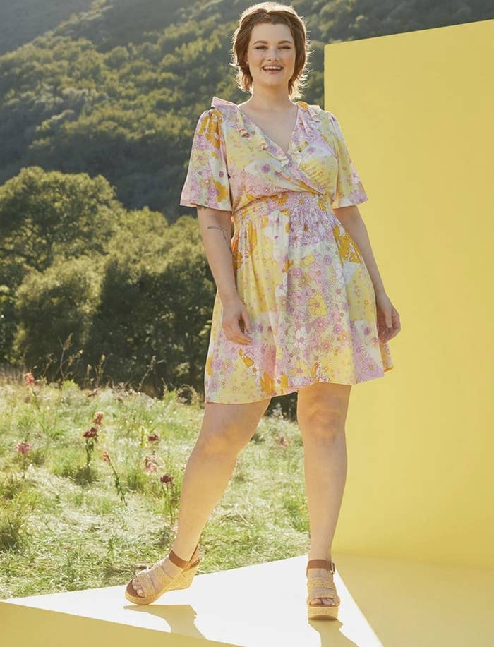 the dress on a model with espadrilles