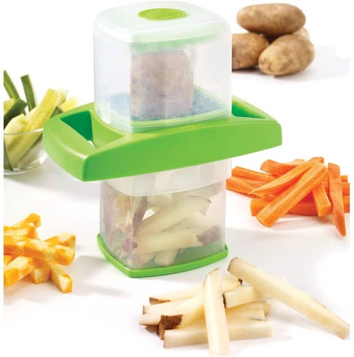 The veggie chopper surrounded by veggie fries