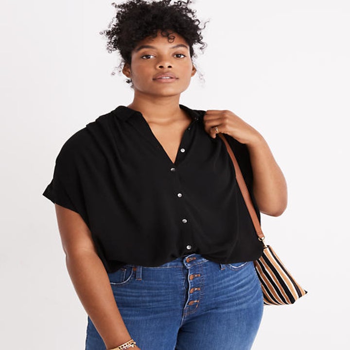 front view of a different model wearing the top