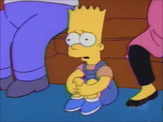 Bart Simpson holds in his knees and shakes because he&#x27;s scared