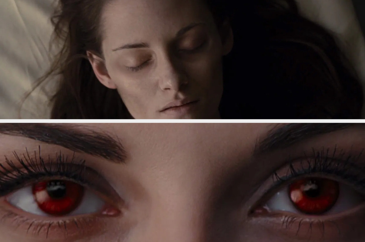 Bella opening her eyes at the end of Breaking Dawn Part 1