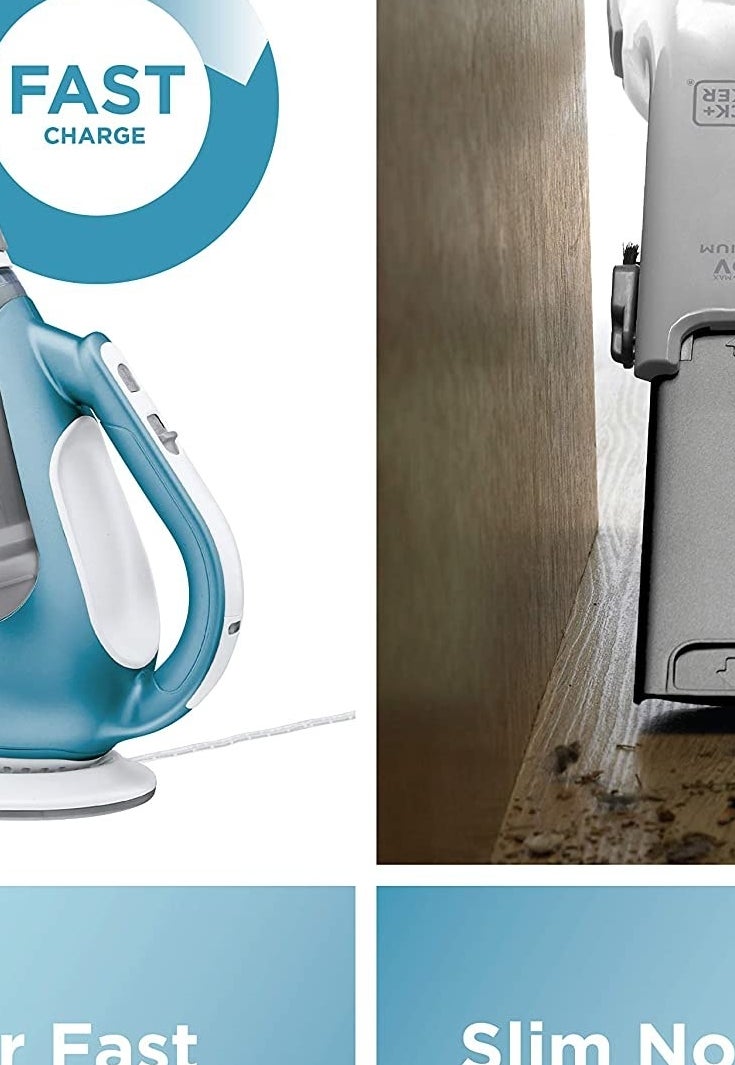 person cleaning a gap with the vacuum