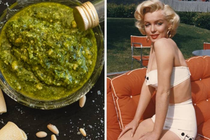 Pesto on the left and Marilyn Monroe on the right