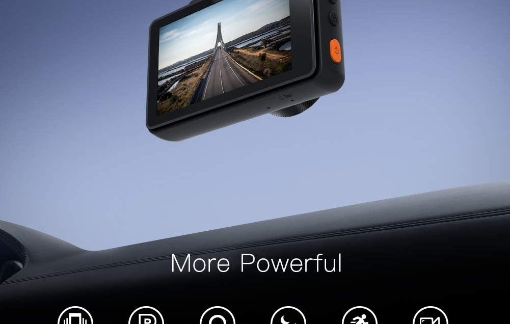 the dash cam mounted on a window
