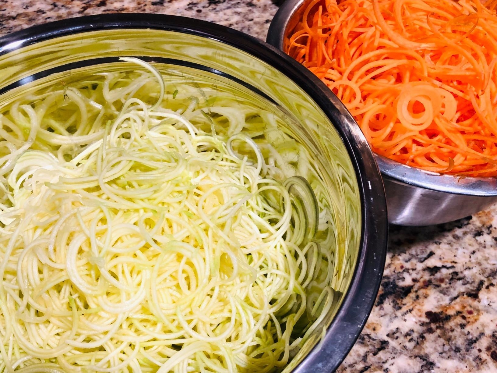 Reviewer photo of zoodles and spiralized carrots