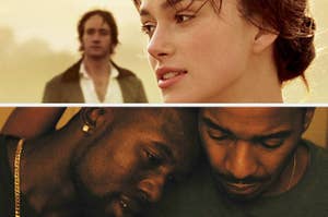 Keira Knightley and Matthew Macfadyen in "Pride & Prejudice" (2005); Trevante Rhodes and André Holland in "Moonlight"