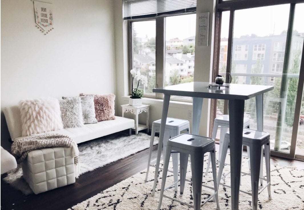 A white futon in a reviwer&#x27;s home