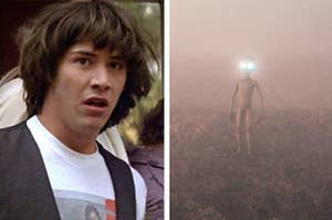 Ted from Bill and Ted and an alien with glowing eyes