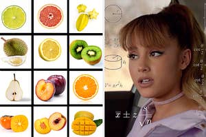 Ariana Grande trying to identify some exotic fruits